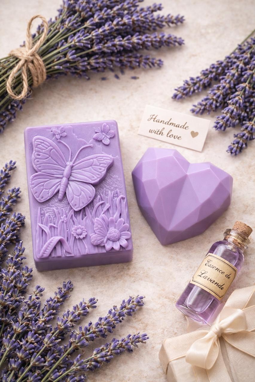 Purple Lavender Soap Set | Butterfly & Heart